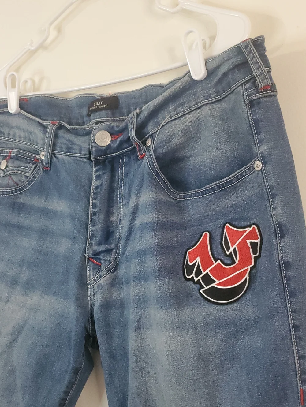 Men's True Religion Billy Flap Bootcut Jeans Size 36×29 Y2K Streetwear Stretch